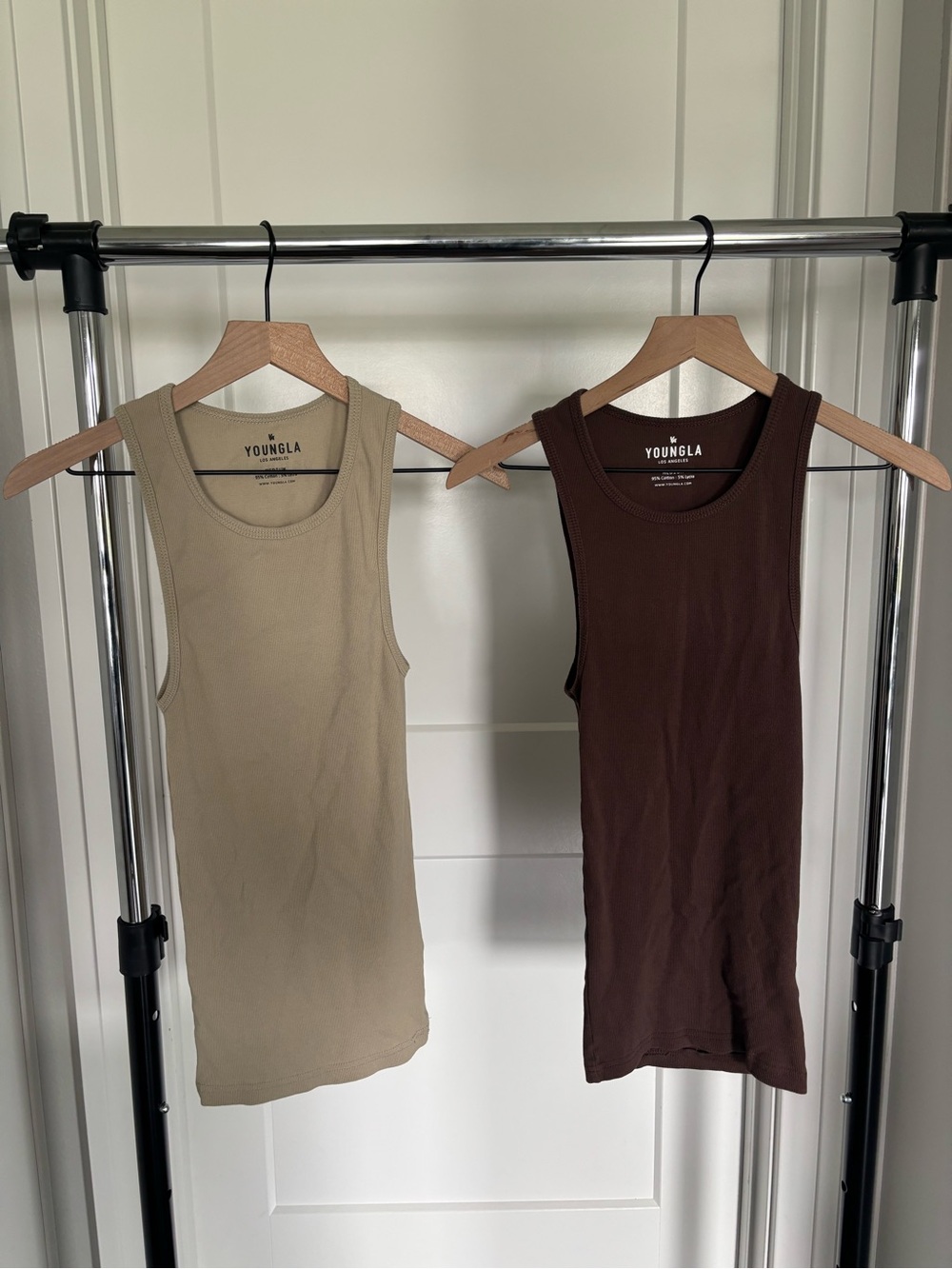 ⚡️YoungLA Women's Ribbed Cotton Tank Tops- Brown & Tan - Picture 5 of 5